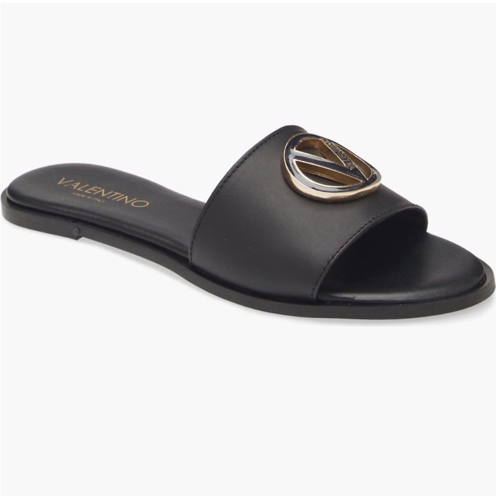 Valentino Black Bugola Slides Size 8 US women’s